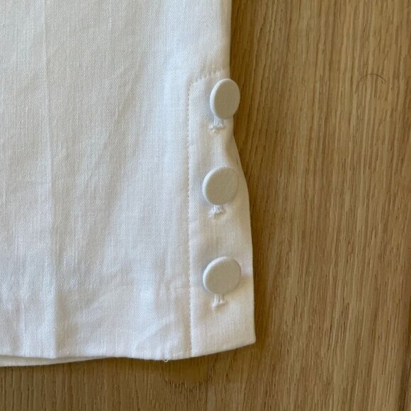 J. Jill White Linen Stretch Cropped Ankle Pants NWT Elastic Waist Button Cuff L - Picture 2 of 8